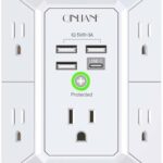 Wall Charger, Surge Protector, QINLIANF 5 Outlet Extender with 4 USB Charging Ports, 3-Sided 1680J P