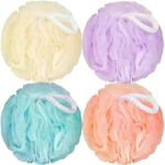 A gentle way to exfoliate — Mesh Bath Pouf Shower Scrubber, Rich‑Lather Body Sponge, 4‑Pack (50 g)