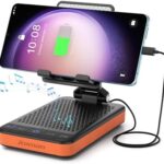 A handy option for hands-free calls & music — Portable Bluetooth Speaker Phone Stand, Foldable Slim Design, Dual Speakers, Bluetooth 5.3, Long Battery, Fits 4–10"