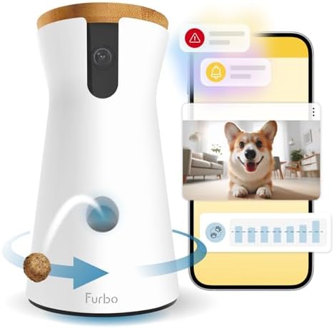 Furbo 360° Dog Camera Home Security & Dog Safety Alerts, Rotating Pet Treat Toss, 2-Way Speaker