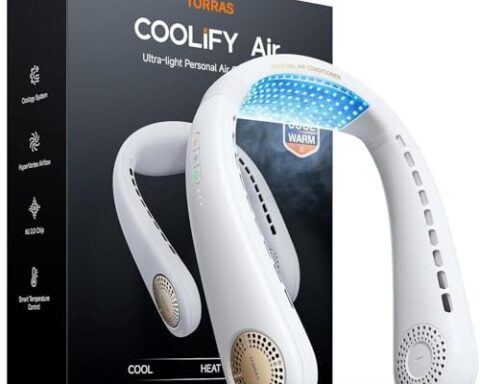 A great choice for warm days — COOLiFY Air 2026 Rechargeable Neck Fan, Dual-Airflow Peltier Cooling, Ultra-Light (Ivory White)