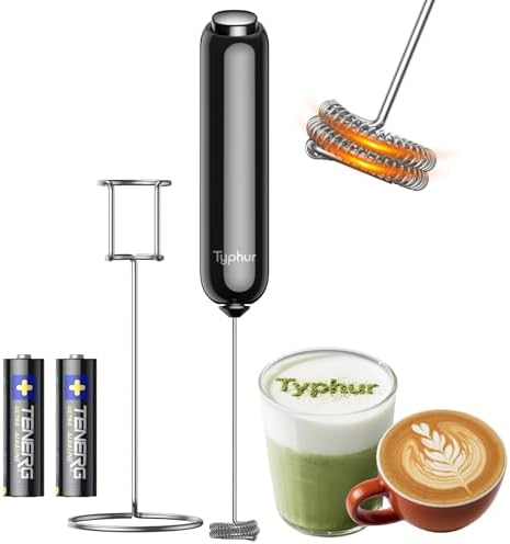 A smart pick for café-style drinks: Variable-Speed Battery Handheld Milk Frother — Detachable Double Stainless Whisk & Stand (2,100–8,000 RPM)