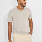 Men's Wool Blend Short Sleeve Silk Soft Knit Polo