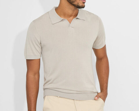 Men's Wool Blend Short Sleeve Silk Soft Knit Polo