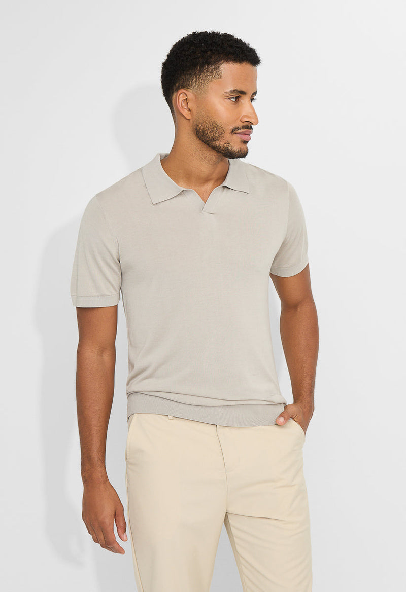 Men's Wool Blend Short Sleeve Silk Soft Knit Polo