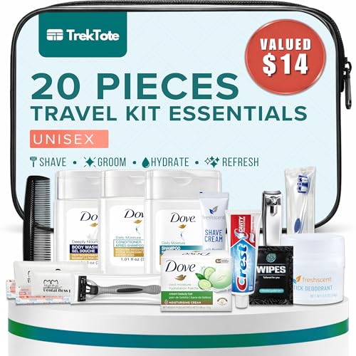 A go-anywhere pick for travel: 20-Piece Unisex TSA-Compliant Hygiene Kit — Travel-Size Toiletries, Individually Bagged