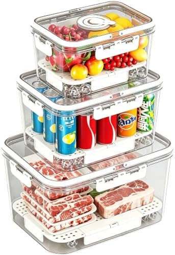 A smart pick for BPA-Free Stackable Clear Kitchen Organizer Bins — 3-Pack with Lids & Handles, Airtight for Fridge, Pantry & RV