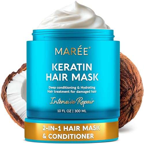A popular pick for damaged hair - Deep Conditioning Keratin Hair Mask, 10 fl oz | Biotin, Collagen & Coconut Oil for Hydration, Repair & Frizz Control (Dry, Curly, Color-treated)
