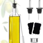 A great choice for kitchens — 17oz (500ml) Square Lead‑Free Glass Olive Oil Dispenser with 2 Stainless‑Steel Drip‑Free Pourers, Funnel & Brush