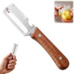 A handy option for every kitchen: Multi-Functional Vegetable Peeler with Ultra-Sharp Stainless Steel Blade, Non-Slip Wooden Handle & Bottle Opener