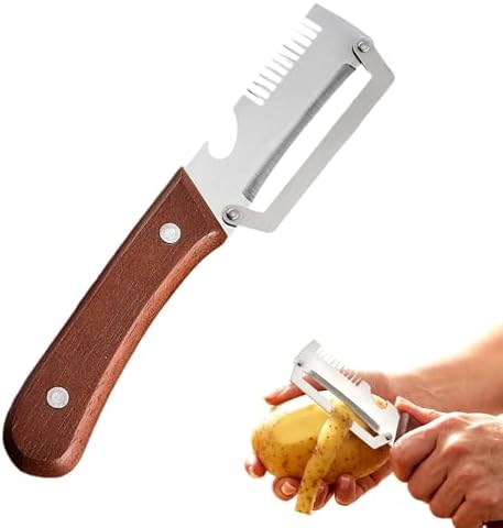 A handy option for home kitchens — 2026 Premium Stainless Steel Multi-Functional Vegetable Peeler with Wooden Non-Slip Handle & Wide Curved Blade