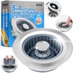 Sink Stopper Kitchen Drain, 3 in 1 with Anti-Clogging Basket