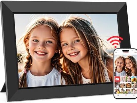 A thoughtful gift for family: 10.1" Wi‑Fi Digital Picture Frame with Frameo App, 1280×800 IPS Touchscreen, 32GB, Auto‑Rotate, Wall‑Mount — Phone Photo & Short Video Sharing