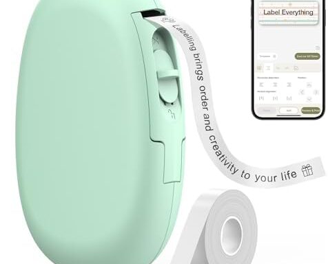 A handy option for home & office — E10 Bluetooth Label Maker with Continuous Waterproof Tape, Rechargeable, App Customization (Green)
