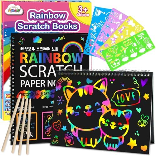 A playful pick for creative kids — 2-Pack Rainbow Scratch Notebooks (Pink) | Scratch Art Paper, Mess‑Free Craft Toys, Ages 3+ — Party & Travel Favors