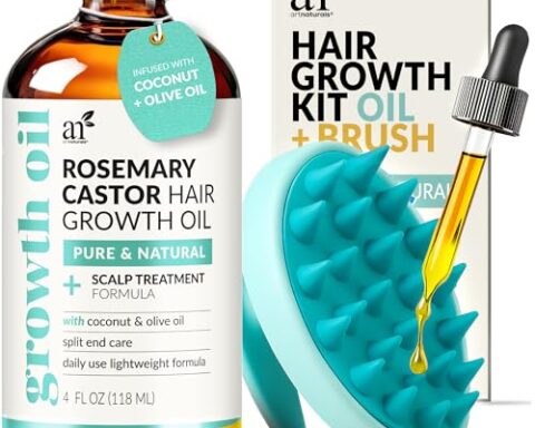 A smart pick for hair growth — Organic Rosemary & Castor Hair Tonic 4 oz with Coconut & Olive + Scalp Massager for Dry, Damaged & Split Ends