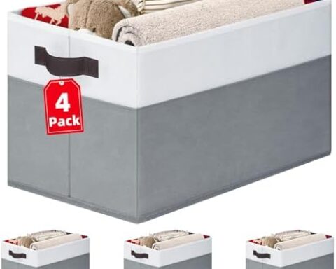 A smart pick for maximizing shelf & closet space - 4-Pack 14 in x 10 in x 9.5 in Collapsible Fabric Bins with Handles