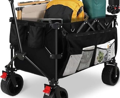 A handy option for hauling: Collapsible Utility Wagon, 7 cu ft (200L) — 400 lb Steel Frame, Foldable with Big All‑Terrain Wheels & Pockets