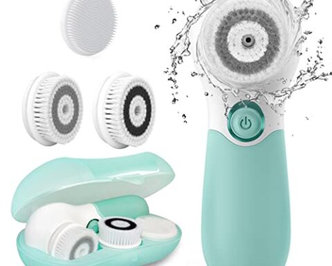 Facial Cleansing Brush Electric Facial Exfoliating Massage Brush with 3 Cleanser Heads and 2 Speeds