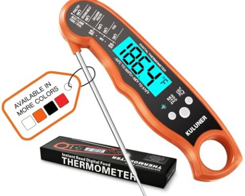A smart pick for grilling — Digital Instant-Read Meat Thermometer, 2–3s Ultra-Fast, ±1°F Accuracy, Waterproof IP67, 4.6" Folding Probe, Backlit LCD (Orange)