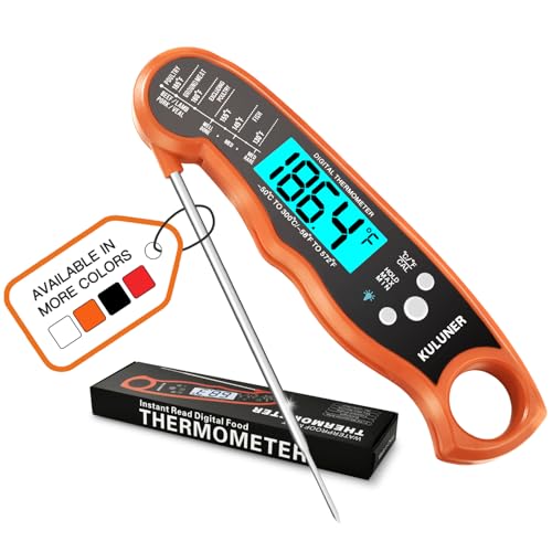 A smart pick for grilling — Digital Instant-Read Meat Thermometer, 2–3s Ultra-Fast, ±1°F Accuracy, Waterproof IP67, 4.6" Folding Probe, Backlit LCD (Orange)