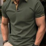 Manfinity CasualCool Men's Contrast Color Short Sleeve Polo Shirt With Decorative Details