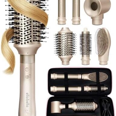A versatile 6-in-1 Hot Air Styler — Dryer, Auto Curlers & Straightener, Fast 110V Motor + Travel Case