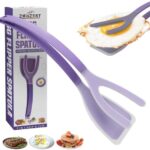 A handy option for flipping — Silicone 2-in-1 Egg Flipper Spatula Tongs (Set of 1), Non‑Stick & Heat‑Resistant for Eggs, Pancakes & Fish — Black or Purple