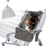 A comfortable way to take your small dog shopping - Soft Velvet Grocery Cart Cover, Plush Stretch Fit with Safety Rope & Carry Bag (22.5 x 14 in)
