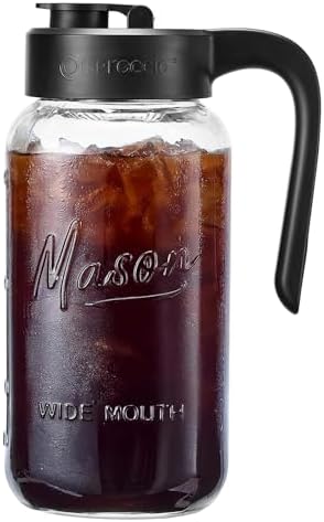 A smart pick for summer drinks — Mason Jar Pitcher, 64 oz (2 qt) Glass Pitcher with Airtight Leakproof Lid, Ergonomic Handle & Pour Spout