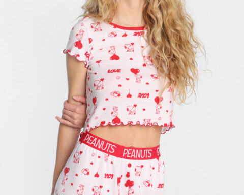 PEANUTS HEART SUPER SOFT PAJAMA TEE AND BOXER SHORTS 2-PIECE SET