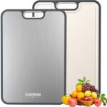 Titanium Cutting Board for Kitchen, Double Sided Chopping Board, 99.9% Pure Titanium & PP, Non-Porous, Odor Resistant, Safe for Raw & Cooked Food, Easy to Clean, Large 15”×10.3”