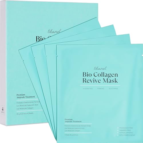 A popular pick for glass-skin — Ebanel Bio Collagen Hydrogel Face Masks, 4‑Pack with 7 Peptides, Hyaluronic Acid & Niacinamide