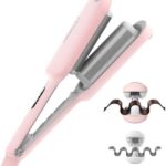 A popular pick for beachy waves — 3-Barrel Ceramic Deep Waver (1.25 in) | Ionic, Dual-Voltage, Anti-Scald, Easy Use (Pink)