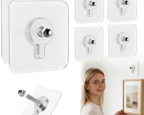 A smart pick for renters: Upgraded No-Drill Reusable Transparent Adhesive Hooks — 6-Pack Nail-Free Wall Hangers