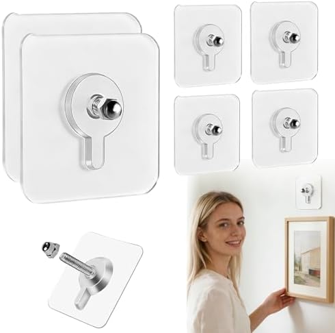 A smart pick for renters: Upgraded No-Drill Reusable Transparent Adhesive Hooks — 6-Pack Nail-Free Wall Hangers