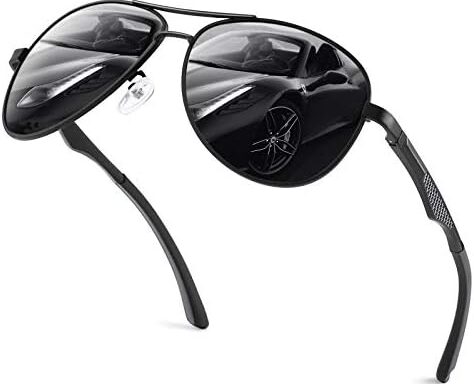 Classic Military Style Pilot Polarized Sunglasses Spring Hinges Al-Mg for Mens & Womens