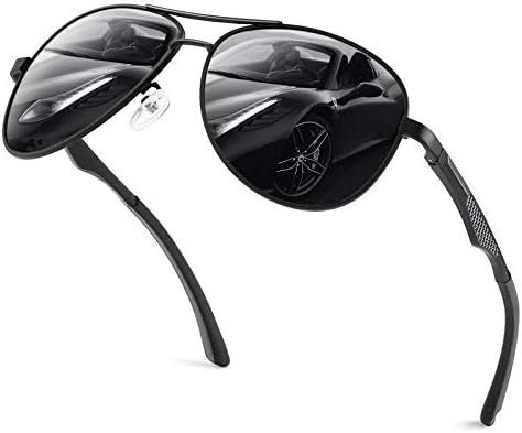 Classic Military Style Pilot Polarized Sunglasses Spring Hinges Al-Mg for Mens & Womens