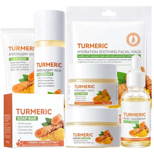Turmeric Skin Care Set, 11 Pcs Turmeric Skin Care Kit, Skincare Set with Turmeric Face Wash, Turmeri