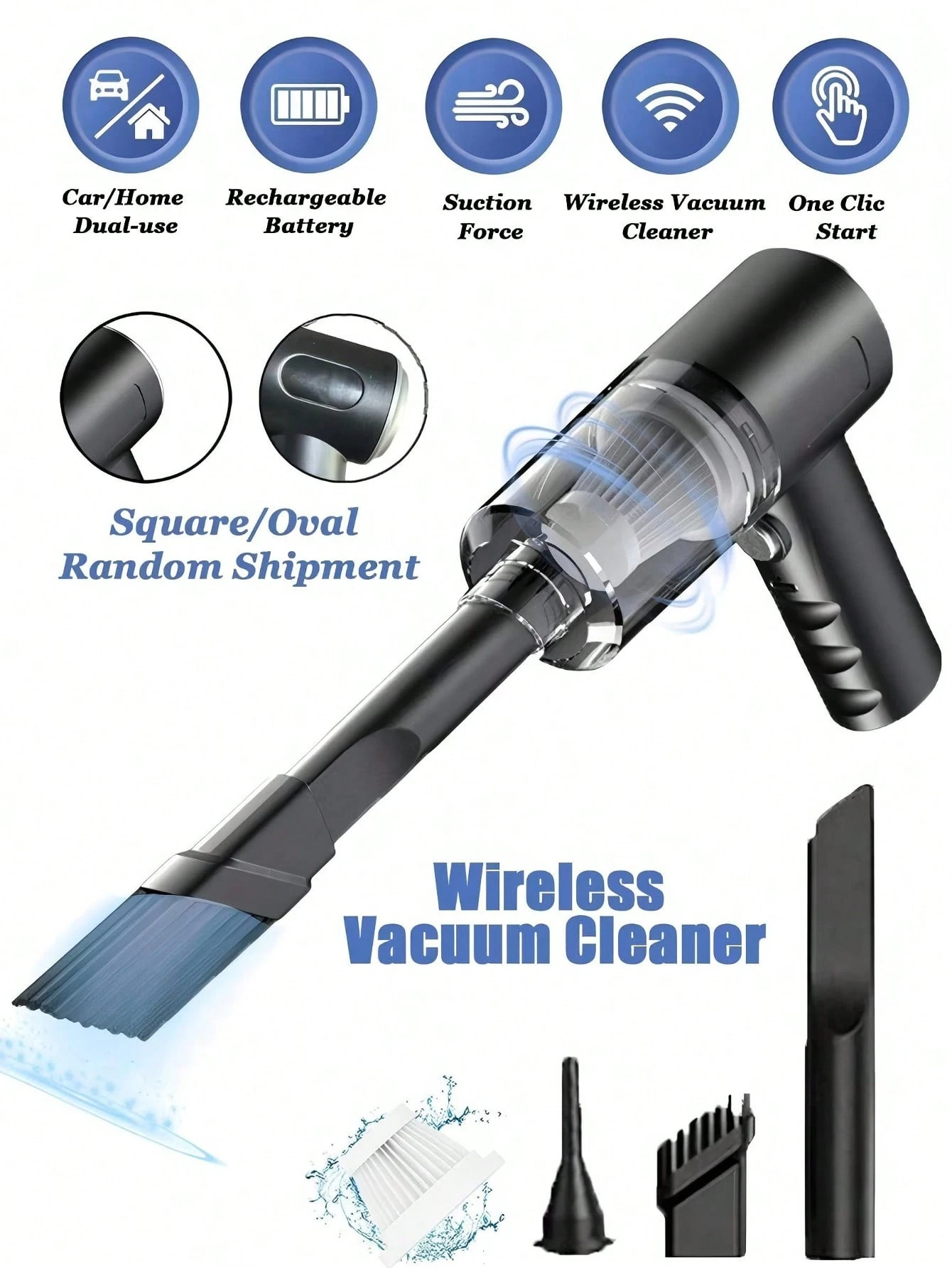 Easypie Selection 3-In-1 Handheld Vacuum Cleaner - 2000mAh, Fast Charging, Powerful Wet & Dry Suctio