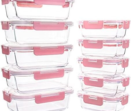 A smart pick for meal prep — 10pc Borosilicate Glass Food Storage Set (5×34oz, 5×12oz), Leakproof BPA-Free Lids, Oven/Microwave/Freezer Safe