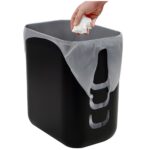 A smart pick for small spaces — 2.5 Gal Slim Trash Can (Black), Reuse Grocery Bags with Secure Hooks