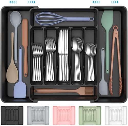 Expandable Silverware Organizer, BPA-Free Food-Safe Cutlery Flatware Organizer