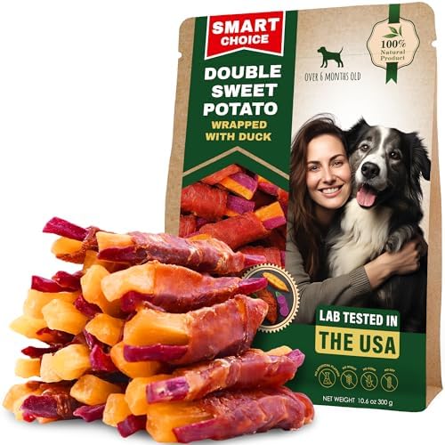 A favorite for training — Sweet Potato & Real Duck Wraps, 10.6 oz | Grain‑Free, Rawhide‑Free Soft Chews for All Breeds