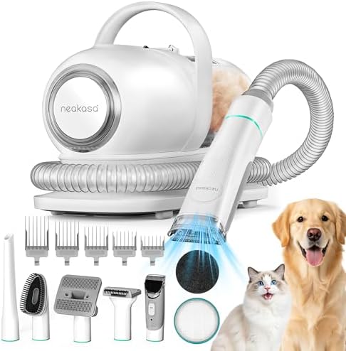 Dog Grooming Vacuum Kit, 6-in-1 Pet Hair Grooming with Clippers and Vacuum, 9000Pa Suction, Low Nois