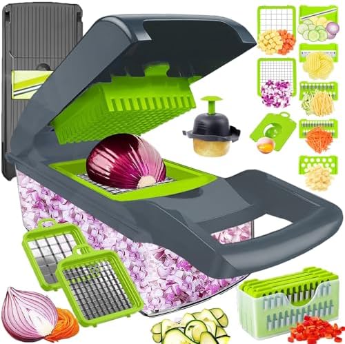 A handy option for fast prep — 7-in-1 Vegetable Chopper & Mandoline with 1.5L Container, 420 Stainless Blades