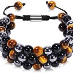 A thoughtful gift for men & women — Triple Protection 3‑Layer Bracelet, 8mm Tiger's Eye, Black Obsidian & Hematite for Luck & Prosperity
