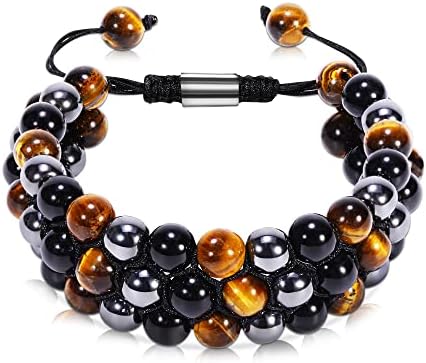 A thoughtful gift for men & women — Triple Protection 3‑Layer Bracelet, 8mm Tiger's Eye, Black Obsidian & Hematite for Luck & Prosperity