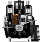 A thoughtful gift for Dad - 11‑Piece Sandalwood Beard & Body Grooming Set for Men (Wash, Conditioner, Balm, Growth Oil, Shower Gel, Bath Salts)