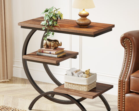 C-shaped end table for small spaces